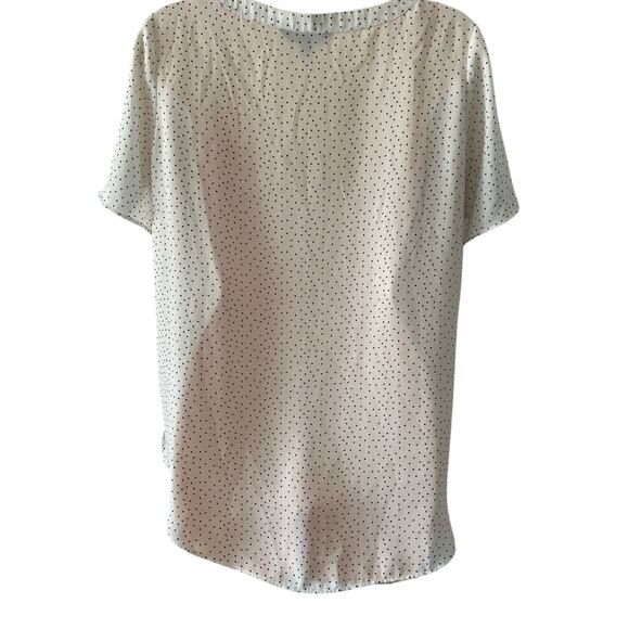 Banana Republic White/ Gray Mini Dot Print Semi Sheer Blouse Tunic Woman Size XS - Picture 2 of 7
